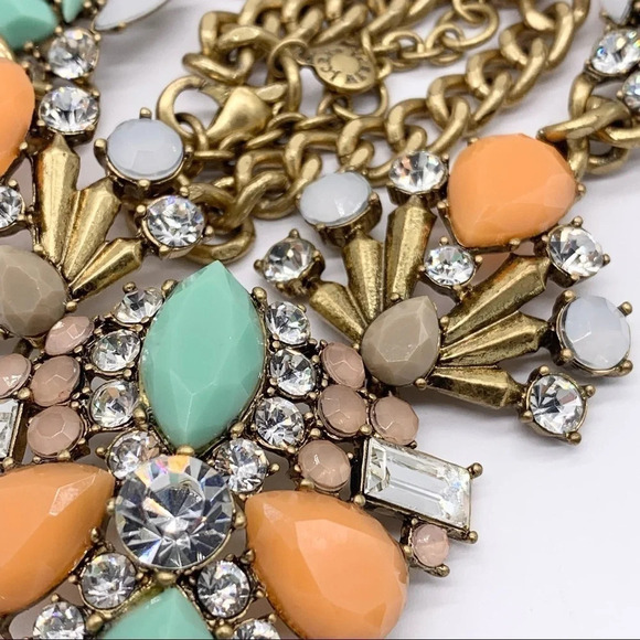 J. Crew Orange Green Tan Jeweled Necklace - Picture 3 of 3